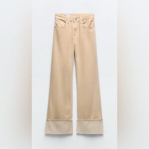 ZARA TRF COLORED HIGH WAIST CUFFED JEANS